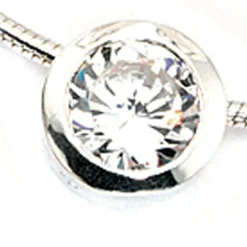 Solitär Anhänger mit Zirkonia weiß rund 925 Silber Halsschmuck für Damen