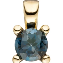 Solitär Anhänger 6,6x12,2mm aus Blautopas London Blue 585 Gelbgold Topasanhänger