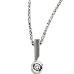 Solitär Anhänger 6,9x16,6mm Diamant 0.16Ct W/SI Brillant 950 Platin teilmattiert