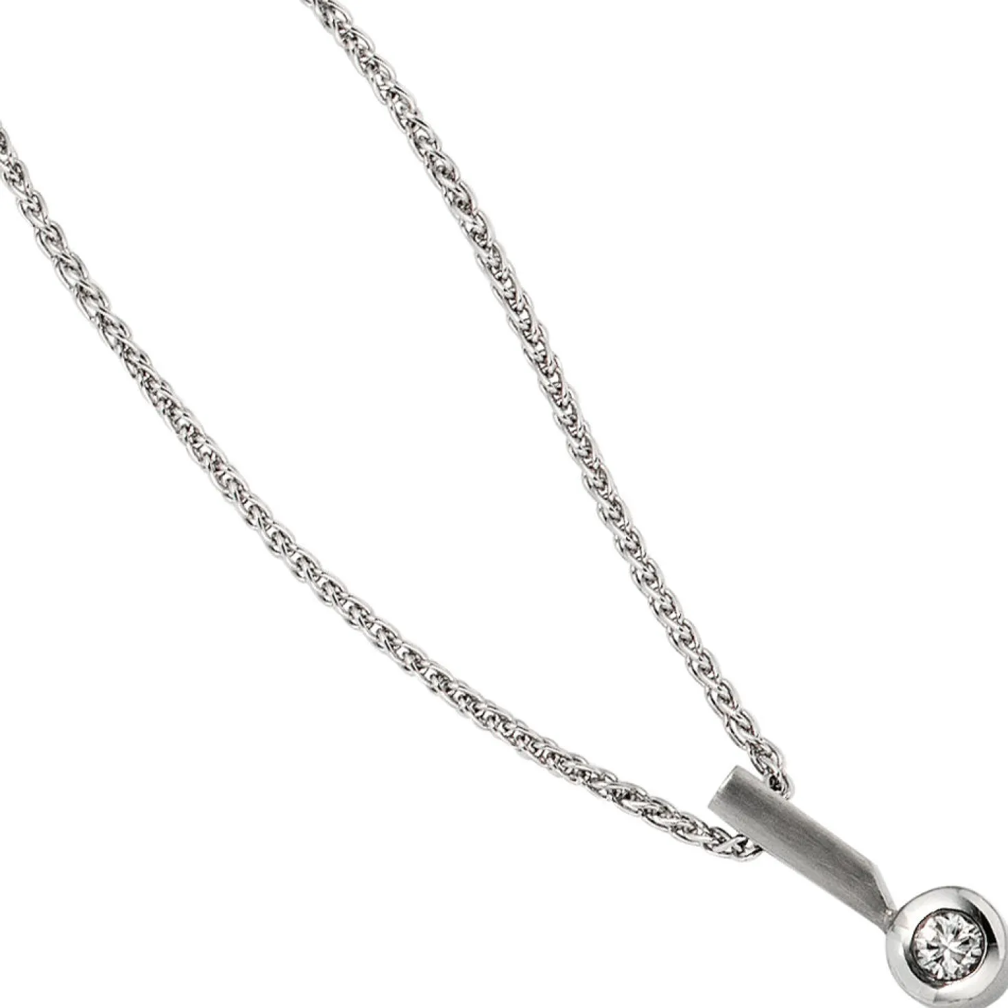 Solitär Anhänger 6,9x16,6mm Diamant 0.16Ct W/SI Brillant 950 Platin teilmattiert