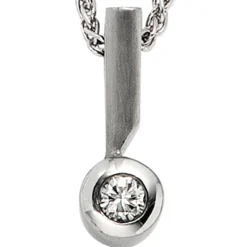 Solitär Anhänger 6,9x16,6mm Diamant 0.16Ct W/SI Brillant 950 Platin teilmattiert