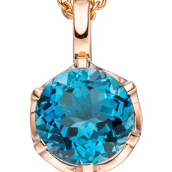 Solitär Anhänger 10,2x16,8mm mit Blautopas London blue facettiert 585 Rotgold