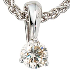 Solitär Anhänger 4,3x9,5mm mit Diamant Brillant 0,25Ct 585 Gold Weißgold