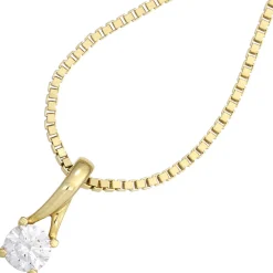 Solitär Anhänger 6x16,6mm mit Zirkonia weiß 333 Gold Gelbgold Halsschmuck Damen