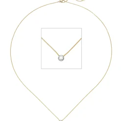 Solitär Collier Ankerkette Diamant 0.06Ct 750 Gelbgold Weißgold 42-45cm