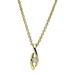 Solitär Collier Kette Anhänger Auge 585 Gold Gelbgold Brillant 0,05 Ct. L: 42cm