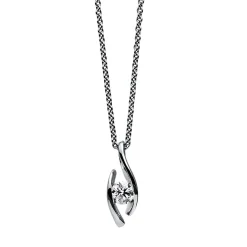Solitär Collier Kette Anhänger Auge 750 Gold Weißgold Brillant 0,25 Ct. L: 45cm