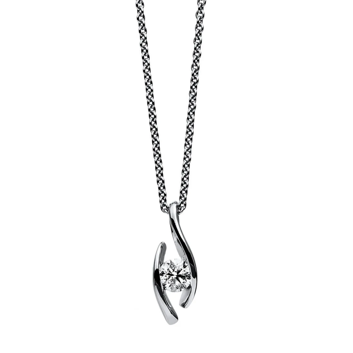 Solitär Collier Kette Anhänger Auge 950 Platin Brillant 0,25 Ct. L: 45cm