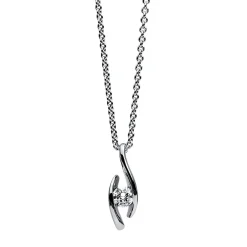 Solitär Collier Kette Anhänger Auge 950 Platin Brillant 0,15 Ct. L: 45cm