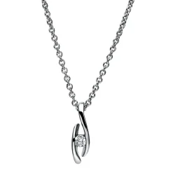 Solitär Collier Kette Anhänger Auge 950 Platin Brillant 0,05 Ct. L: 42cm