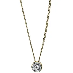 Solitär Collier Kette aus 750 Gold Gelbgold mit Brillant 0,40 Ct. Zarge L: 43cm