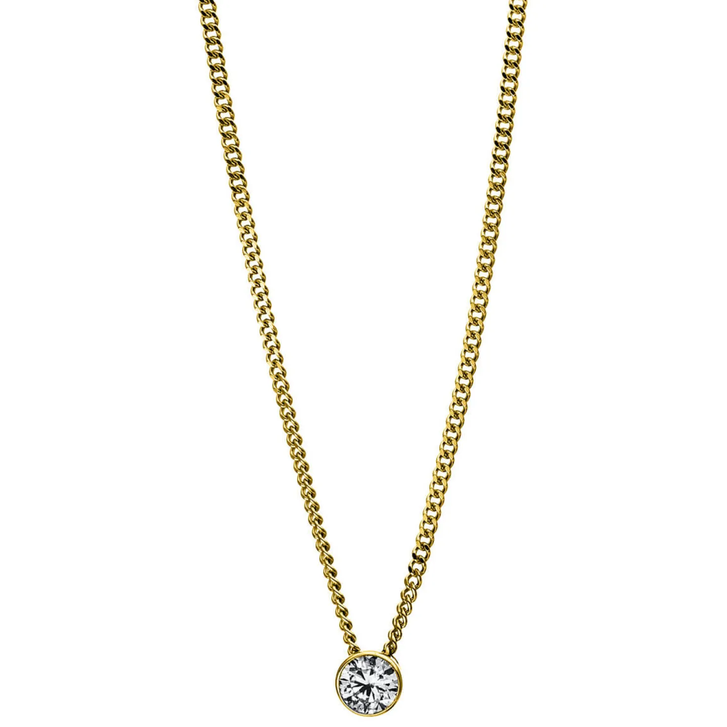 Solitär Collier Kette aus 750 Gold Gelbgold mit Brillant 0,10 Ct. Zarge L: 43cm