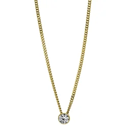Solitär Collier Kette aus 585 Gold Gelbgold mit Brillant 0,10 Ct. Zarge L: 43cm