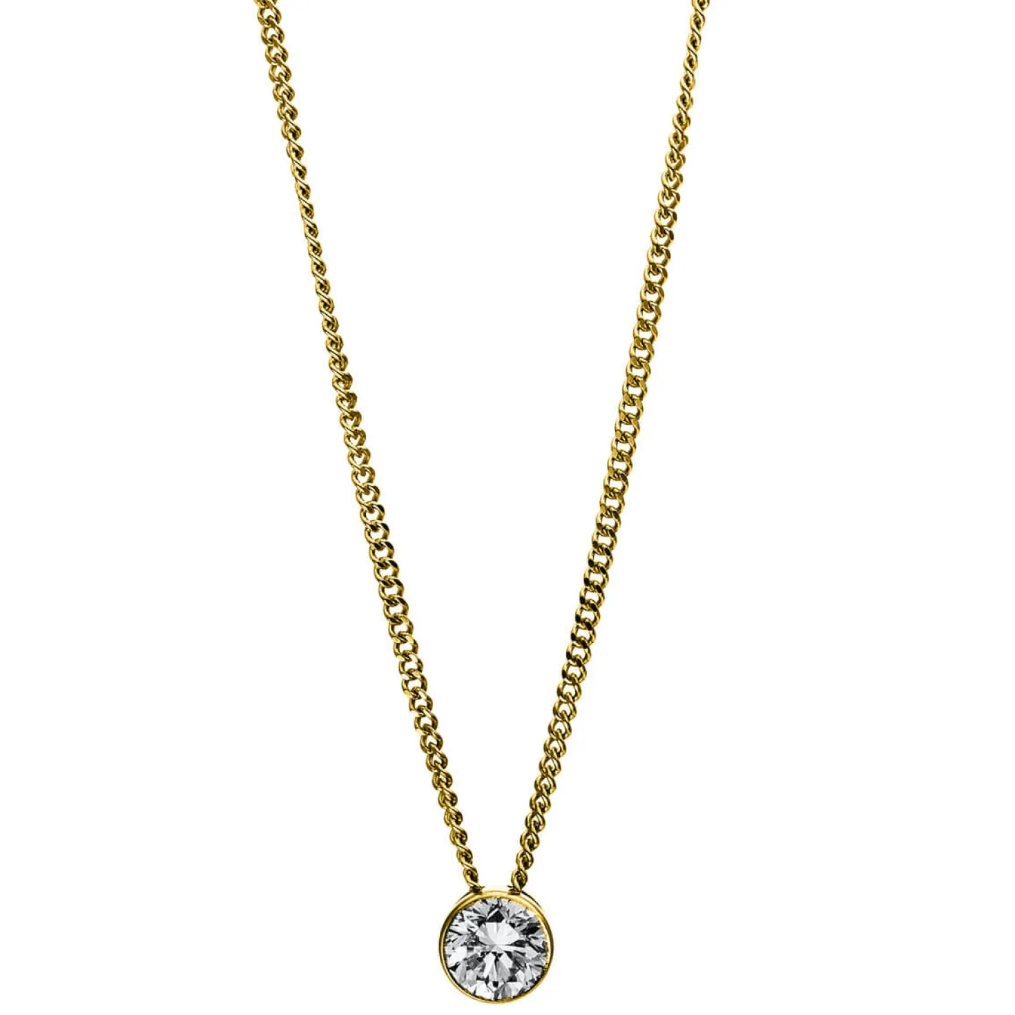 Solitär Collier Kette aus 750 Gold Gelbgold mit Brillant 0,20 Ct. Zarge L: 43cm