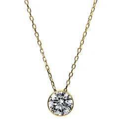 Solitär Collier Kette aus 585 Gold Gelbgold mit Brillant 1,00 Ct. Zarge L: 43cm