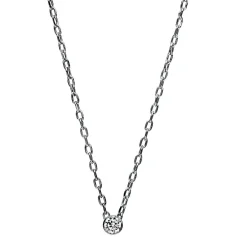 Solitär Collier Kette aus 585 Gold Weißgold Brillant 0,05 Ct. Zarge L: 45,5cm