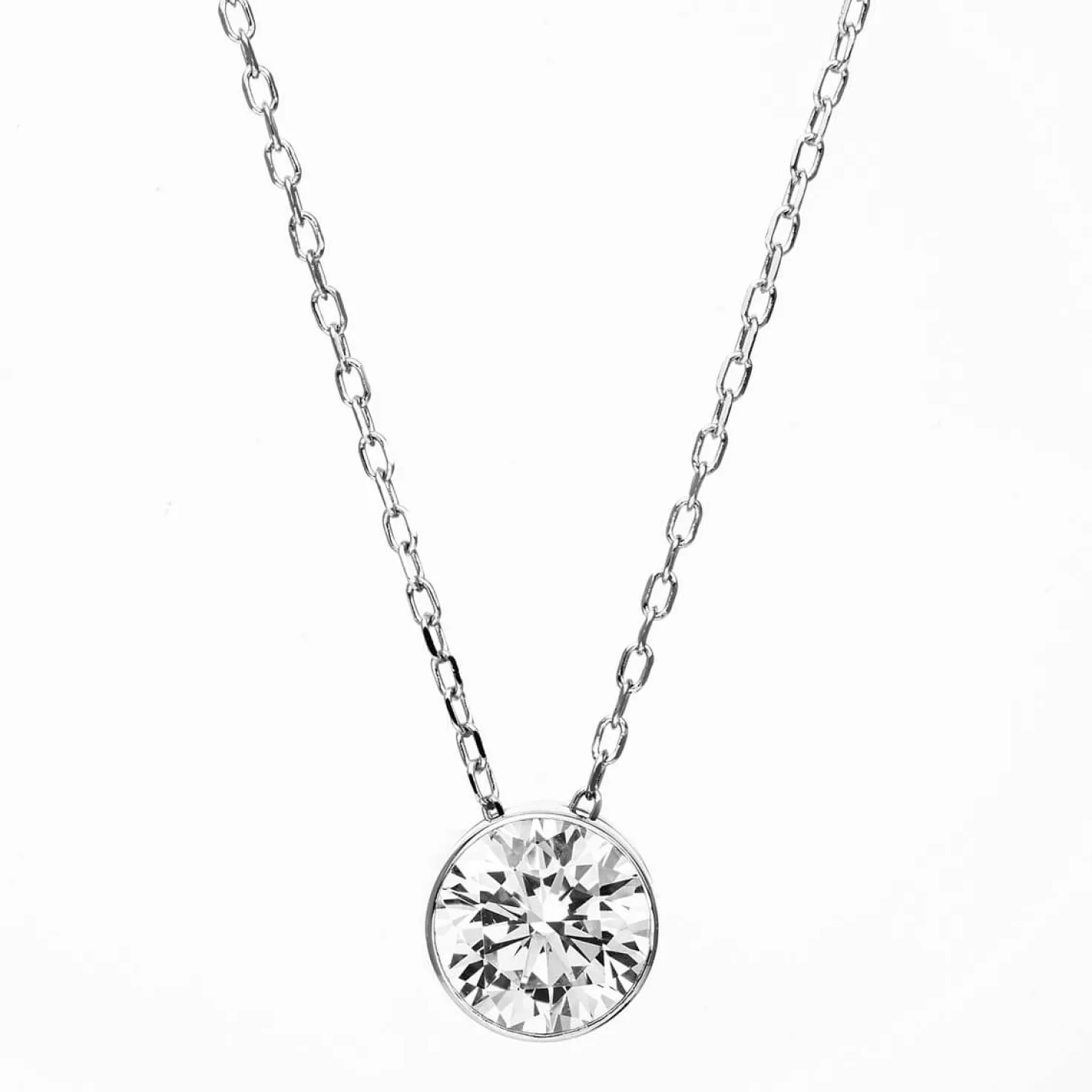 Solitär Collier Kette aus 585 Gold Weißgold mit Brillant 0,70 Ct. L: 43cm