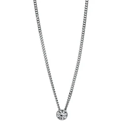 Solitär Collier Kette aus 585 Gold Weißgold mit Brillant 0,10 Ct. Zarge L: 43cm