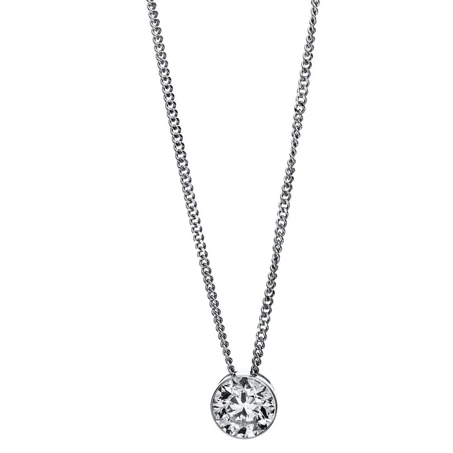 Solitär Collier Kette aus 750 Gold Weißgold mit Brillant 0,50 Ct. Zarge L: 43cm