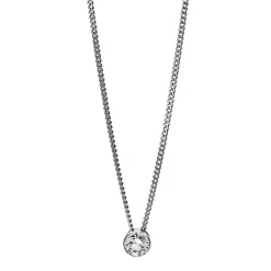 Solitär Collier Kette aus 585 Gold Weißgold mit Brillant 0,15 Ct. Zarge L: 43cm