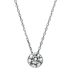 Solitär Collier Kette aus 585 Gold Weißgold mit Brillant 1,00 Ct. Zarge L: 43cm