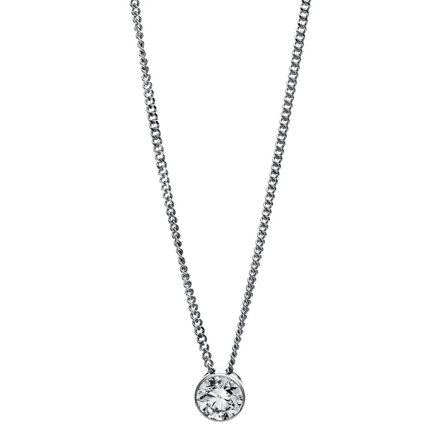 Solitär Collier Kette aus 585 Gold Weißgold mit Brillant 0,25 Ct. Zarge L: 43cm