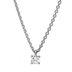 Solitär Collier Kette aus 950 Platin mit Brillant 0,10 Ct. 4er-Krappe L: 42cm