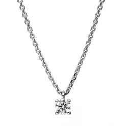 Solitär Collier Kette aus 950 Platin mit Brillant 0,15 Ct. 4er-Krappe L: 42cm
