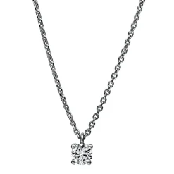 Solitär Collier Kette aus 950 Platin mit Brillant 0,20 Ct. 4er-Krappe L: 42cm