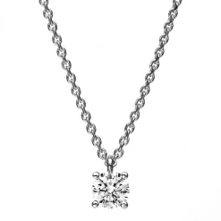 Solitär Collier Kette aus 950 Platin mit Brillant 0,30 Ct. 4er-Krappe L: 42cm
