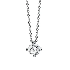 Solitär Collier Kette aus 950 Platin mit Brillant 0,50 Ct. 4er-Krappe L: 42cm