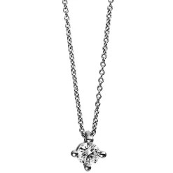Solitär Collier Kette aus 950 Platin mit Brillant 0,30 Ct. 4er-Krappe L: 42cm