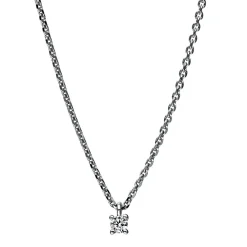 Solitär Collier Kette aus 950 Platin mit Brillant 0,05 Ct. 4er-Krappe L: 42cm
