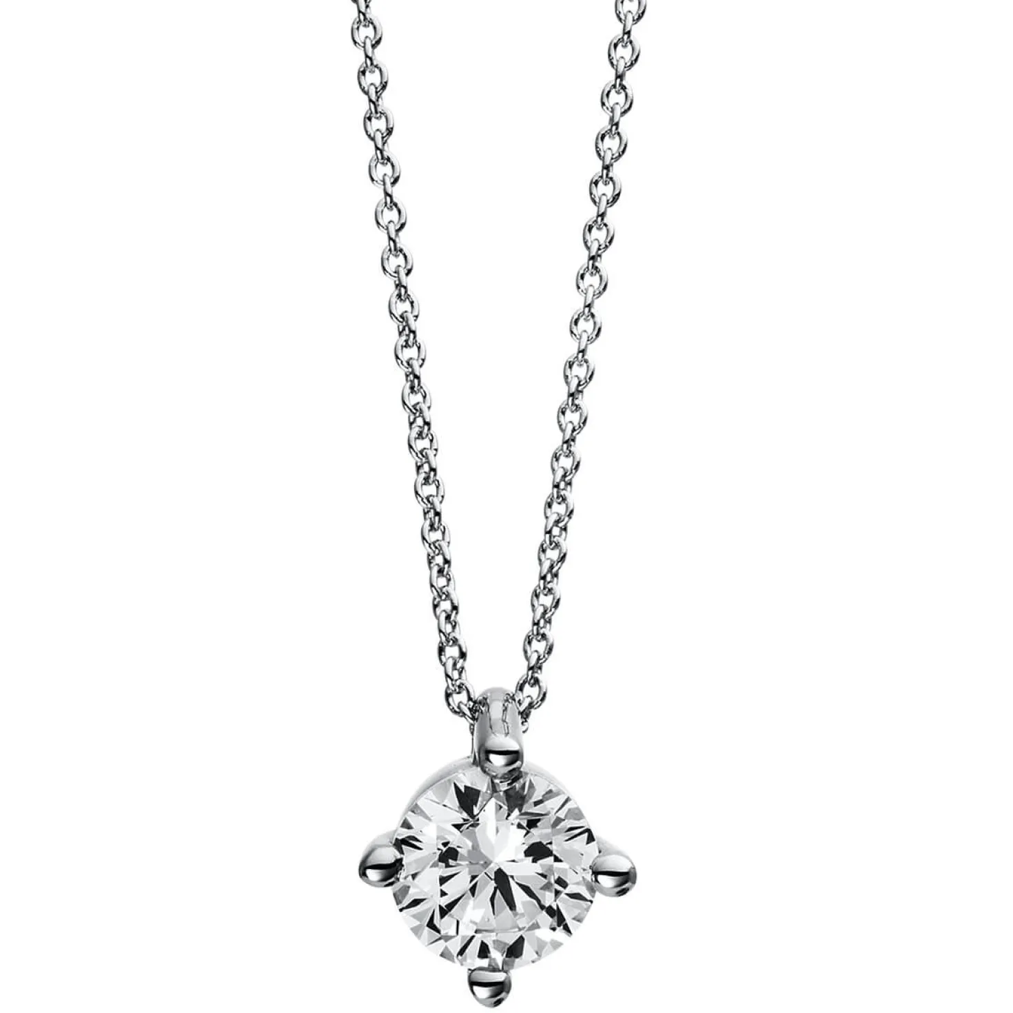 Solitär Collier Kette aus 950 Platin mit Brillant 1,00 Ct. 4er-Krappe S: 0,9mm