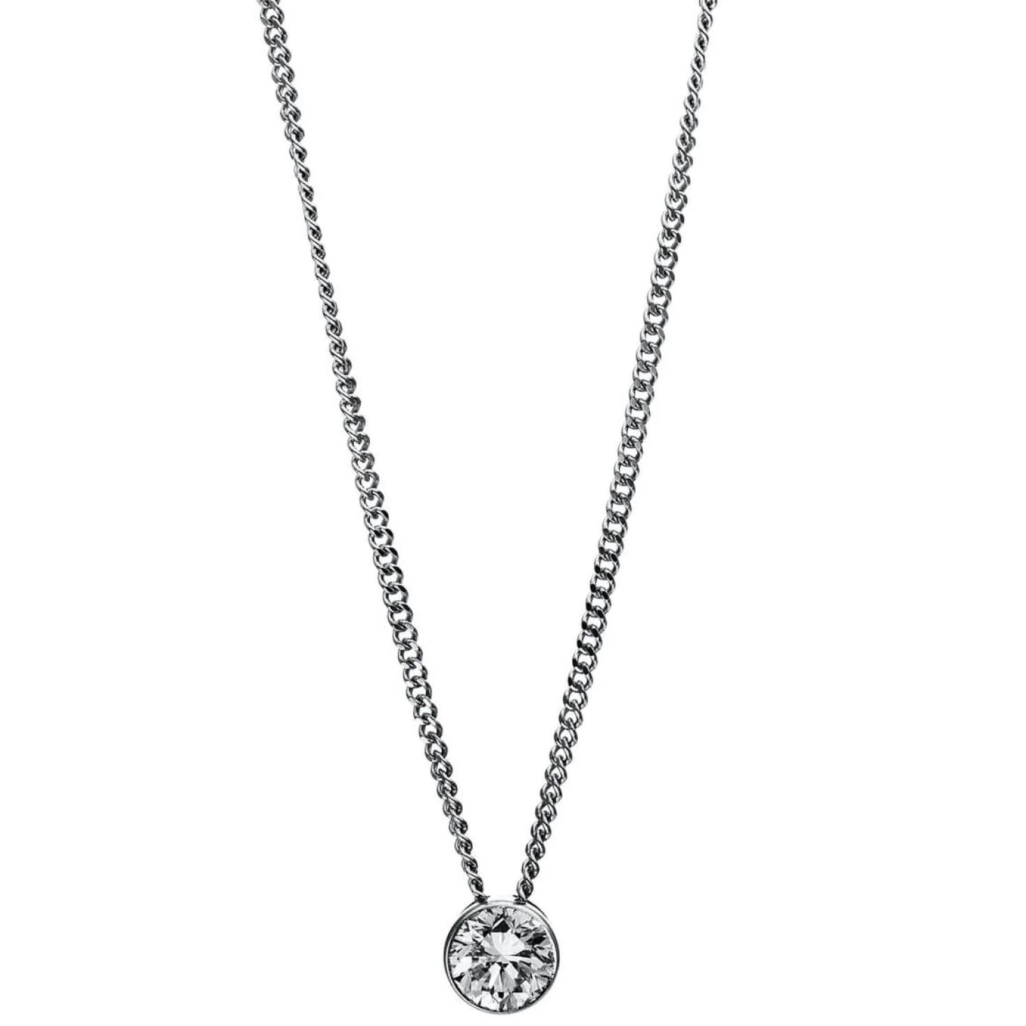 Solitär Collier Kette aus 950 Platin mit Brillant 0,20 Ct. Zarge L: 43cm