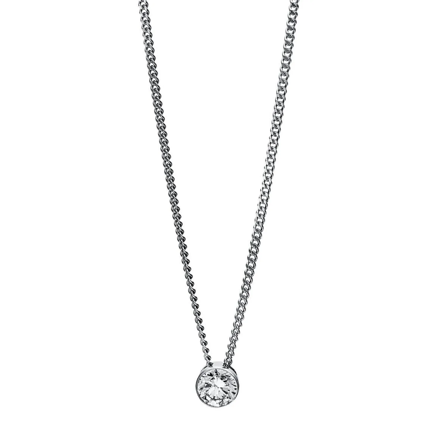 Solitär Collier Kette aus 950 Platin mit Brillant 0,15 Ct. Zarge L: 43cm