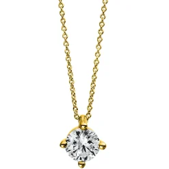 Solitär Collier Kette 750 Gold Gelbgold Brillant 1,00 Ct. 4er-Krappe S: 0,9mm