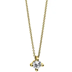 Solitär Collier Kette 750 Gold Gelbgold Brillant 0,15 Ct. L: 42cm, Ø5,2mm