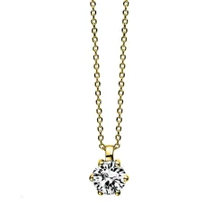 Solitär Collier Kette 585 Gold Gelbgold Brillant 0,25 Ct. L: 42cm, S: 0,7mm