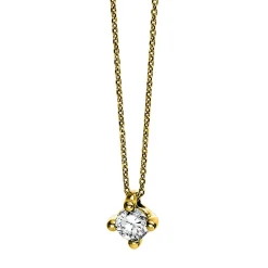 Solitär Collier Kette 585 Gold Gelbgold Brillant 0,20 Ct. L: 42cm, S: 0,7mm