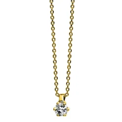 Solitär Collier Kette 750 Gold Gelbgold Brillant 0,07 Ct. L: 42cm, S: 0,7mm
