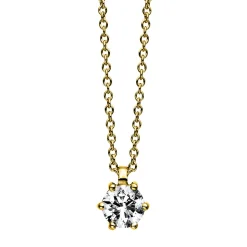 Solitär Collier Kette 750 Gold Gelbgold Brillant 0,40 Ct. L: 42cm, S: 0,9mm