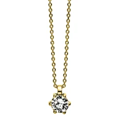 Solitär Collier Kette 750 Gold Gelbgold Brillant 0,20 Ct. L: 42cm, S: 0,7mm