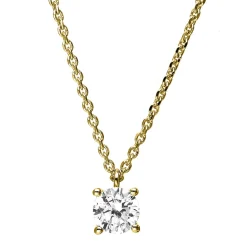 Solitär Collier Kette 585 Gold Gelbgold mit Brillant 0,40 Ct. 4er-Krappe L: 42cm