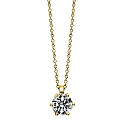 Solitär Collier Kette 750 Gold Gelbgold mit Brillant 1,00 Ct. 6er-Krappe L: 42cm