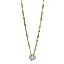 Solitär Collier Kette 750 Gold Gelbgold mit Brillant 0,15 Ct. Zarge L: 43cm