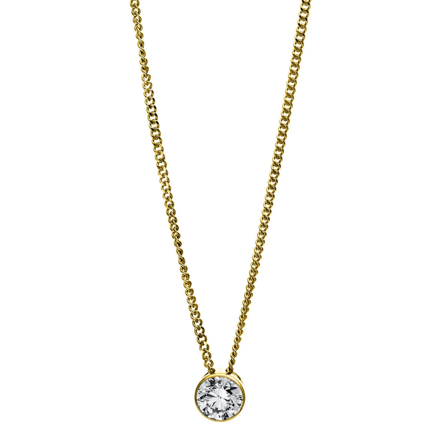 Solitär Collier Kette 585 Gold Gelbgold mit Brillant 0,25 Ct. Zarge L: 43cm