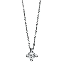 Solitär Collier Kette 585 Gold Weißgold Brillant 0,15 Ct. L: 42cm, Ø5,2mm