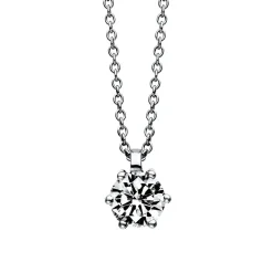 Solitär Collier Kette 585 Gold Weißgold Brillant 0,50 Ct. L: 42cm, S: 0,9mm