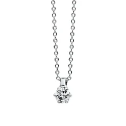 Solitär Collier Kette 585 Gold Weißgold Brillant 0,07 Ct. L: 42cm, S: 0,7mm